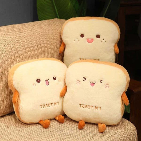Soft 35cm Plush Bread Pillow Toast Simulation Food Doll Warm Hand Cushion Home Decor Cute Kids Toy Birthday Gift M260608
