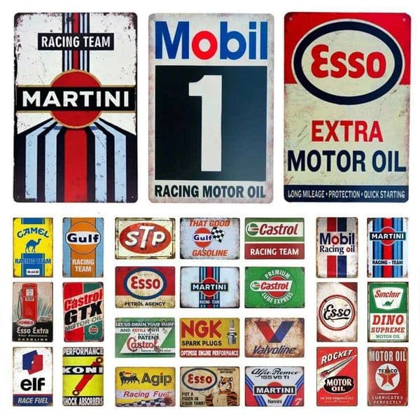 Retro Industrial Motor Oil Gas Sign - Vintage Iron Wall Art, Unique Decor for Man Cave Garage Cafe Club Bar 26L0608