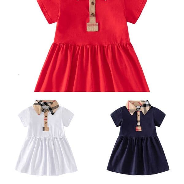 Princess Designer Girls clothes Clothing Summer Sets Dresses Baby Girl Short Sleeve Dress Children Turn-Down Collar Plaid Dress 3 Colors Y260608