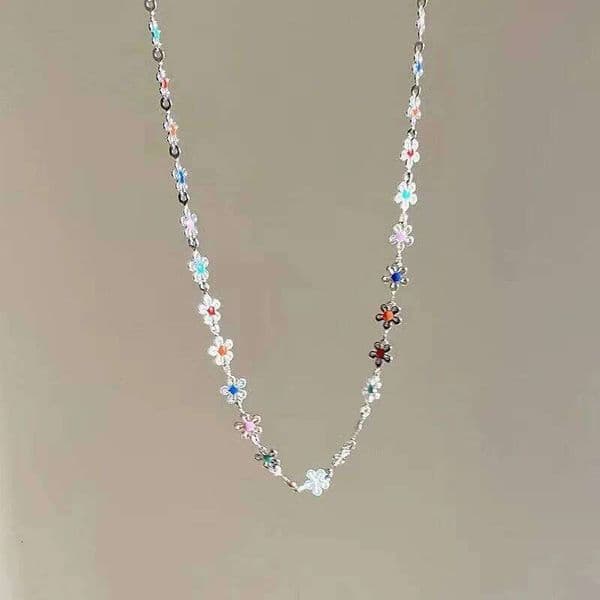 Fashion Enamel Colorful Little flower Choker Necklace For Women Girls Vacation With Jewelry Accessories