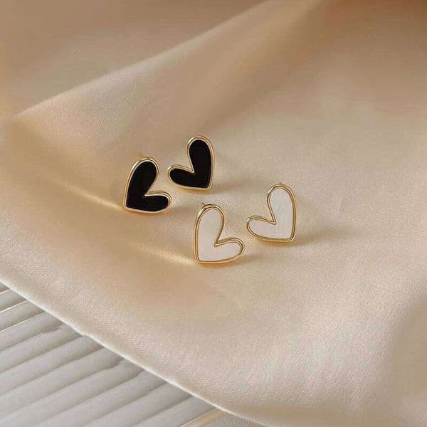 Cute Korean Sweet Stud Vintage Multi-Colored Double Drip Love Heart Earrings Ladies Fashion Jewelry New Year Party Acce