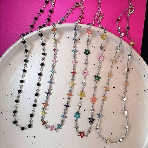 Sweet Cool Star Pentagram Chains Choker Necklaces for Women Girls New ins Korean Fashion Gift Necklace Y2k Jewelry Accessories