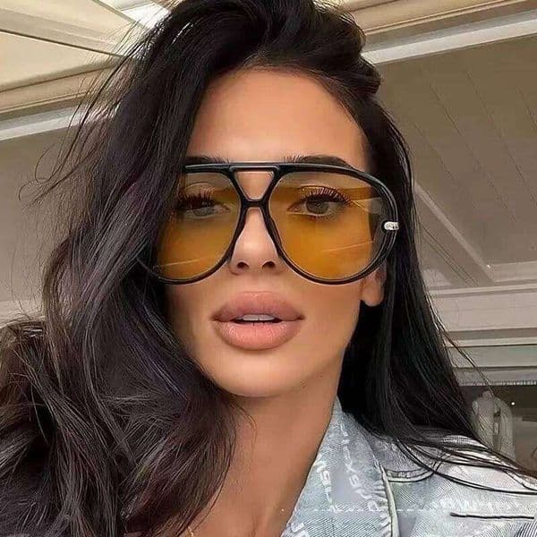 New Fashion Large Frame Orange Oval Sunglasses for Women Brand Summer Outdoor Sun Glasses Female Gradient Lens Eyewear UV400 26W0608