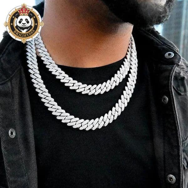 14mm Moissanite Chain 925 Silver Hiphop Men Necklace Vvs Iced Out Jewelry Moissanite Cuban Link Chain
