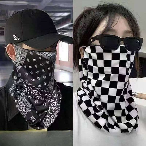 1Pc Outdoor Men Women Checkered Grid Mask Motorcycle Riding Neck Face Protection Cover Windproof Anti-UV Cycling Tube Scarf W260608