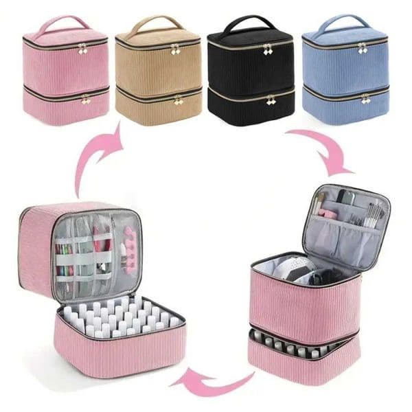 Double Layer Nail Polish Organizer Bag Large Capacity Handheld Nail Care Kit Bag 30 Grids Essential Oil Storage Bag J260608