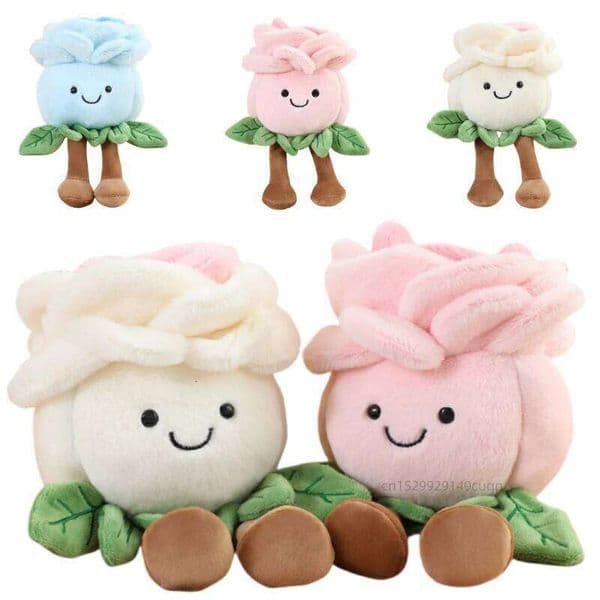 22cm Cartoon With Legs Flower Doll Pink Blue White Rose Plant Potted Plush Toy Home Decoration Gift For Children 26L0608