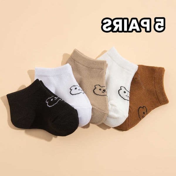 baby childrens 5 pairs cute bear-pattern elastic ankle girls suitable for newborns C260608