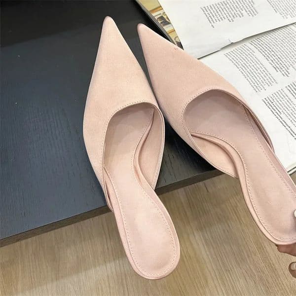 Eilyken 2026 Summer Concise Pointed Toe Women Slippers Fashion Thin Low Heels Party Pumps Mules Slide Shoes 260608