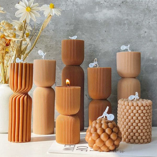 European-style cylindrical scented candles creative home decor with a sense of ambiance brown geometric art candles emergency candles L260608