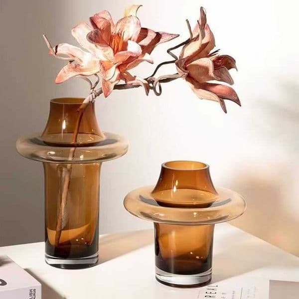 Floral Vintage Vase High-End Art Glass Vase Ornament Living Room Hydroponic Fresh Flowers Dried Flowers Flower Arrangement Vase L260606
