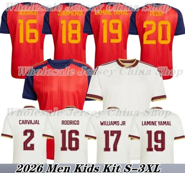 2026 World Cup Spain Soccer Jerseys PEDRI GAVI LAMINE YAMAL OLMO FERRAN Grimaldo Oyarzabal Williams Baena camiseta espana Jersey SPANISH Men Kid Kit Football Shirt