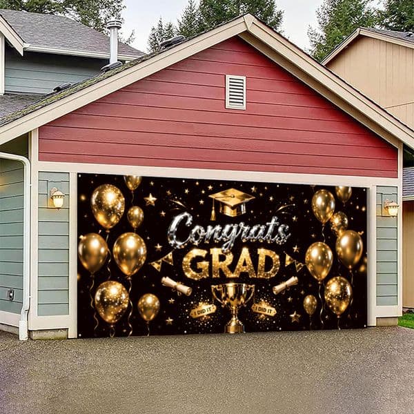 Garage Banner Backdrop 180x400cm, 100D Polyester Garage Background Tapestry with 8 Grommets, Digital Print Party Decoration