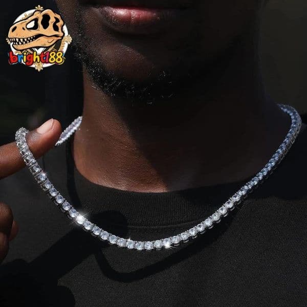 4mm 5mm in Stock Hip Hop Vvs Moissanite Tennis Chain 925 Sterling Silver Iced Out Tennis Chain