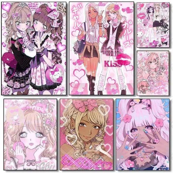 Gyaru Subculture Girls ANIME Poster Home living room Wall Art Garage Room Decor W260608