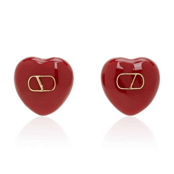 Designer Luxury Red Heart Stud Earrings Gold Plated Enamel Fashion Jewelry for Women 060826