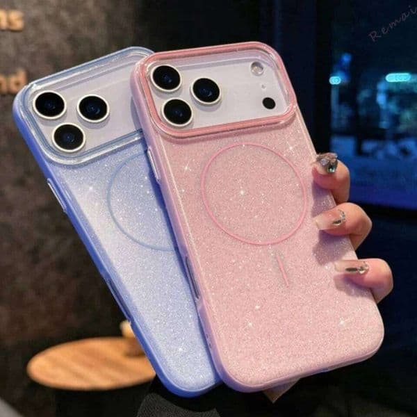 2025 Magnetic Phone Case for iPhone 11 12 13 17 Pro Max Air 14 15 16 Plus Bling Glitter Wireless Charging Cover 26W0608