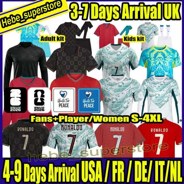 Portugal Jersey 2026 Soccer Jerseys Portuguesa Ronaldo JOAO FELIX BERNARDO B. FERNANDES PEPE 26 27 Maillot Portugal World Cup 2026 Football Shirt Team Men Kids Kit