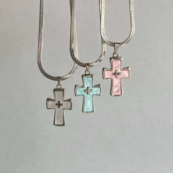 Stainless Steel Silver Color cross Cross Pendant For Men Women Goth Punk Metal Snake Bone Chain Necklace Y2K Jewelry