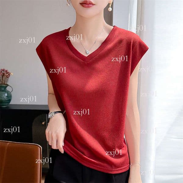 2026 Spring/Summer New Fine Knit V-Neck Sweater With Small Flutter Sleeves, Short-Sleeved Women's Solid Color Loose-Fit Base Shirt Top T-Sh 3cc