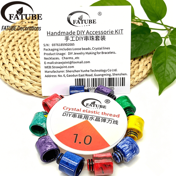 FATUBE Swirl Marbled Resin Barrel Loose Beads With 1.0mm Elastic Cord DIY Bracelet Jewelry Making Supplies.