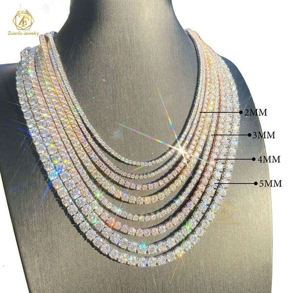 necklace moissanite chain Bracelet WholesaleTennis 925 Sterling Silver D VVS Tennis Chain Jewelry