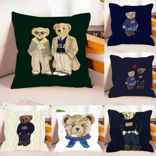 Fashion Bear Case Plush Fabric Soft Pillowcase Double Sided Print Cushion Cover Household Gifts 26L0608 Pillow case