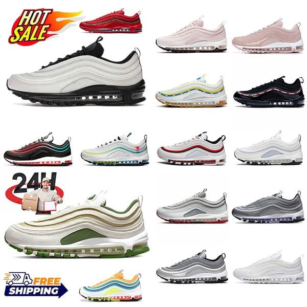 Design 97 97s Sneakers Classic Cushion Running Shoes Breathable Sports Footwear Men Women Casual Trainers Black Yellow size 36-45