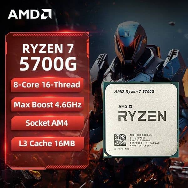 AMD Ryzen 7 5700G 100 Brand New AMD R7 5700G CPU 46GHz 8-Core 16-Thread 16MB L3 Cache Socket AM4 Processor Without Package