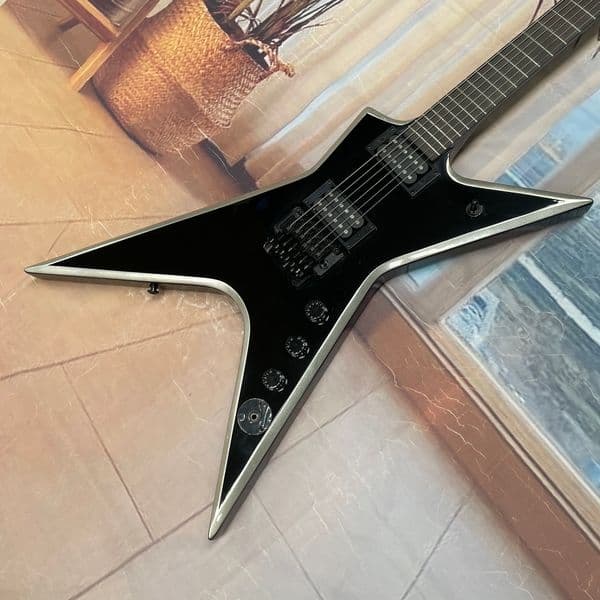 New Black Electric Guitar with Mahogany Body Silver Metal Binding, Rosewood Fretboard Guitars,Professional Stage Performance Electric Guitarra, Free Shipping