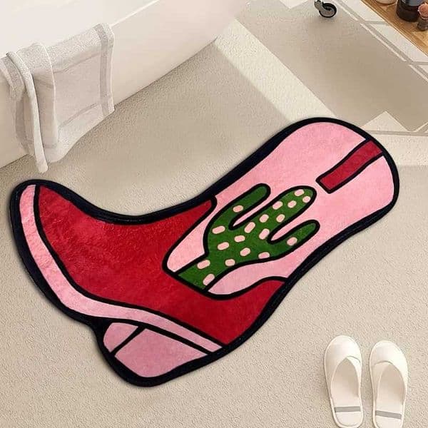 Fashionable VIKAMA Cactus Red Denim Shoes Carpet A Soft And Comfortable Room Decoration Floor Mat Bedroom Home Decoration D260608