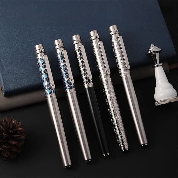 Luxury Embossed Metal Rollerball Signature Pen, 1pc MOQ, Optional Gift Box High Grade Office Business Writing Present Pen