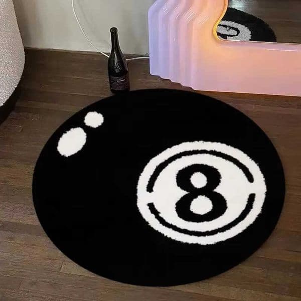8-Ball VIKAMABlack Velvet Living Room Rug Soft and Comfortable Suitable for Bedroom Bedside Balcony and Window Seat Cushions D260608