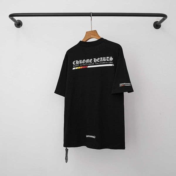 High quality designer clothing 2026 Summer New CH Chrome Color Power Bank Cross Sanskrit Letter Print Casual Short Sleeve{category}