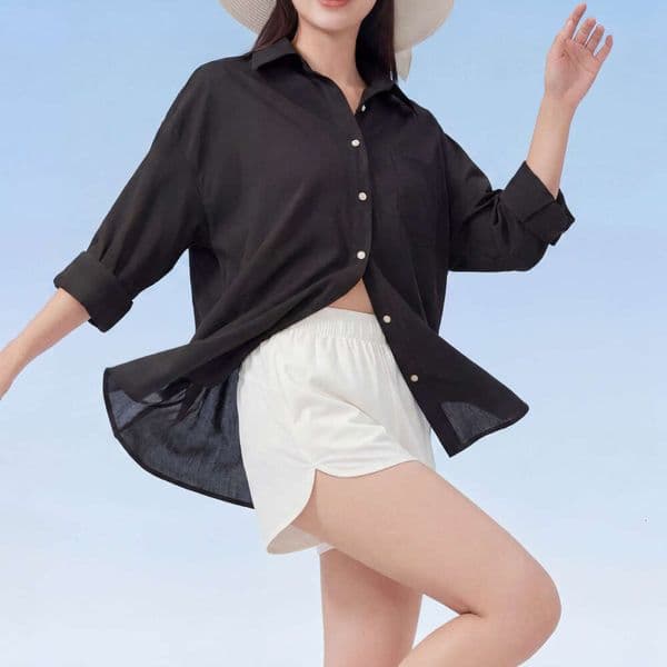Women's Sun Protection Jacket, UV Protection Clothing, Thin Summer Sun Protection Top, Anti-Wrinkle, Loose-Fitting Outerwear D98