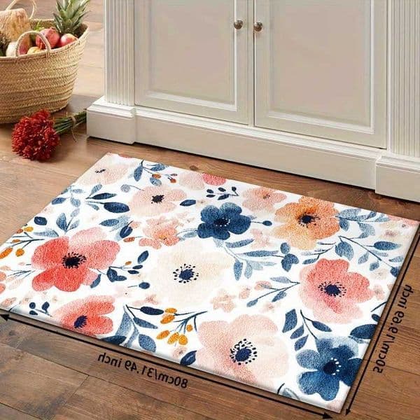 Colorful VIKAMA Floral Rug Soft Warm and Sound-AbsorbingPerfect for Entryways Hallways Living Rooms and SofasHome Decor D260608