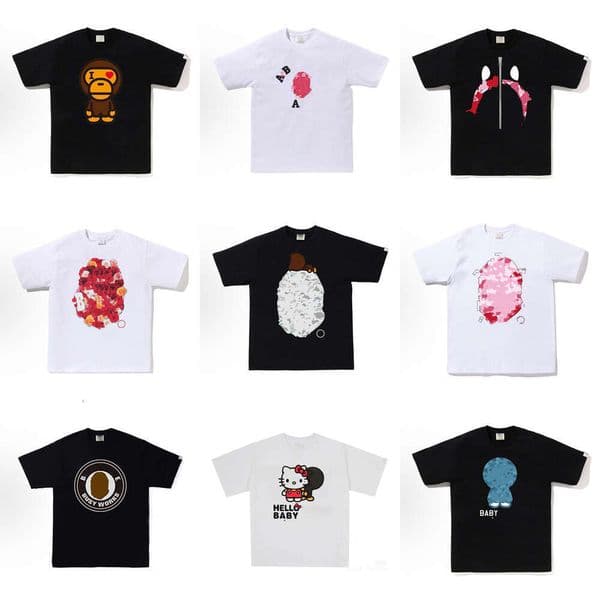 Baps Shirt Brand Designer Shirt Mens Womens Round Neck Soft Fabric Short Sleeve Camouflage Ape Head Print Graphic Tee High Quality Street Fashion Clothing 84E