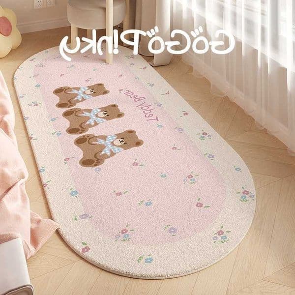 cute Korean cartoon teddy bear bedside blanket bedroom room cool plush foot cushion living room sofa coffee table blanket D260608