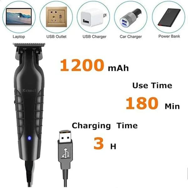 Kemei KM-2299 USB Fast Charging Clippers Barber Machine 1200MA Rechargeable Cordless Hair Trimmer Kemei Electric Hair Clipper 260608