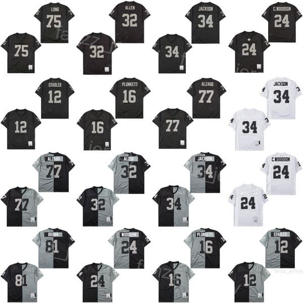 1963 1976 1980 1983 Retro Football 34 Bo Jackson Jersey Vintage 16 Jim Plunkett 32 Marcus Allen 75 Howie Long 77 Lyle Alzado 81 Tim Brown Throwback 1988 1994 1998 2002