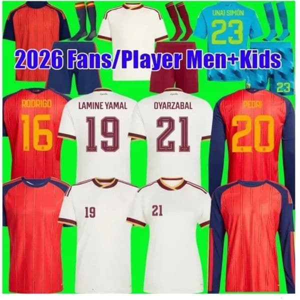 Lamine Yamal Spain World Cup 2026 Rodri Jersey Soccer Pedri Nico Williams Dani Olmo Mikel Merino Mikel Oyarzabal Unai Simon Marc Cucurella Pau Cubarsi Football Shirt thumbnail 2