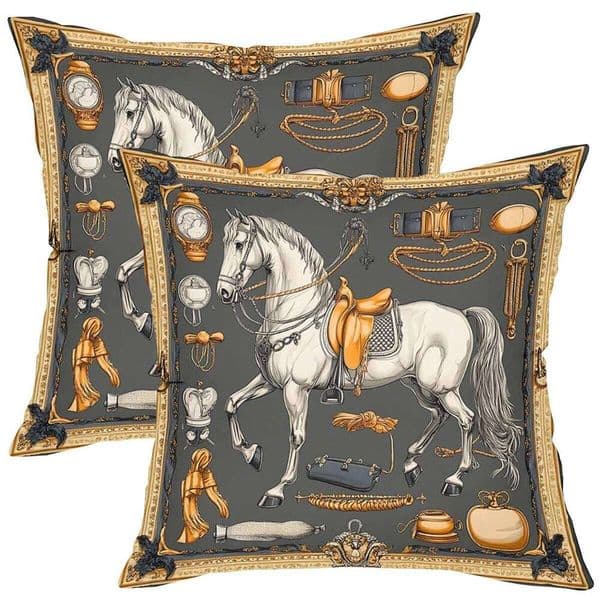 Exquisite Horse Pattern Decorative Throw Pillow Cover 2D Printed Polyester Sofa Cushion Case for Elegant Home Decor 26L0608 Pillow case