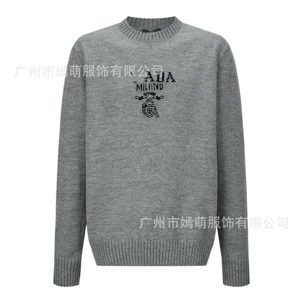 High quality designer clothing Authentic version of trendy brand Pujias 25 autumn/winter new jacquard logo knit sweater round neck casual loose fit unisexYRKR