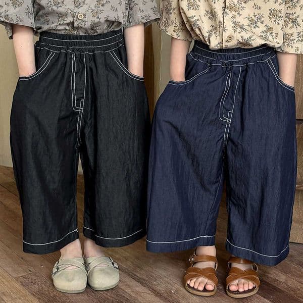 Summer Unisex Denim Pants 2026 Thin Wide Leg Breathable Lightweight Toddler Daily Casual Bottoms M260609