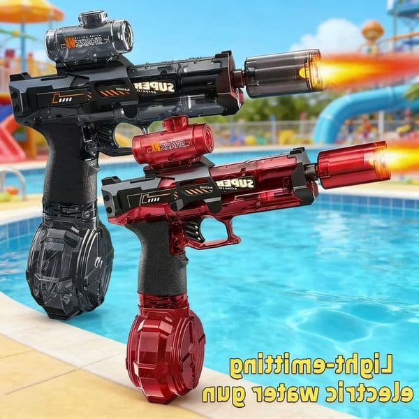 New Firelight Electric Continuous-Fire Water Gun with Integrated Pulse Flame Light Summer Outdoor Beach Fights Shooting Game Toy L260609
