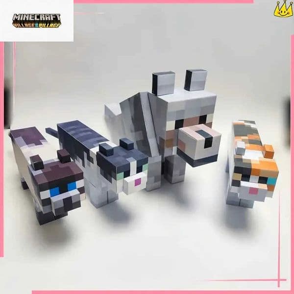 3D Calico Cat Paper Model MC Pixel Puppy Paper Model Folding Ornament DIY Handmade Origami Decorative Material Package L260609QFSZ