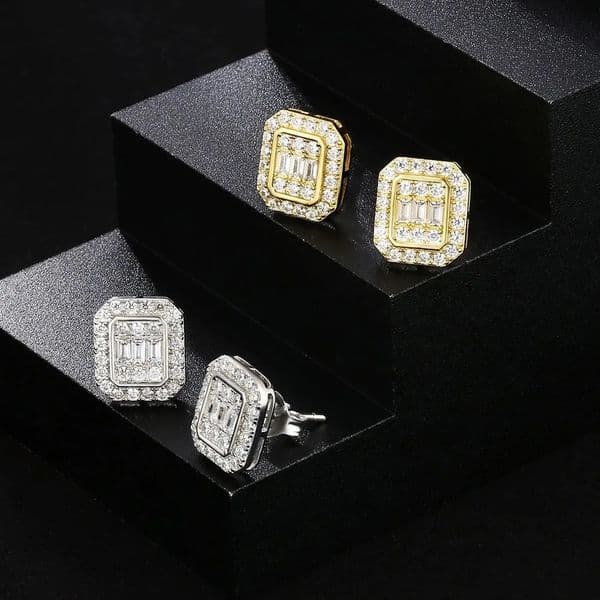 Hip Hop Rock Ear Stud Earrings for Men Iced Out Cubic Zirconia Bling Cartilage Accessories Homme Hippie Jewelry Wholesale OHE143 260604
