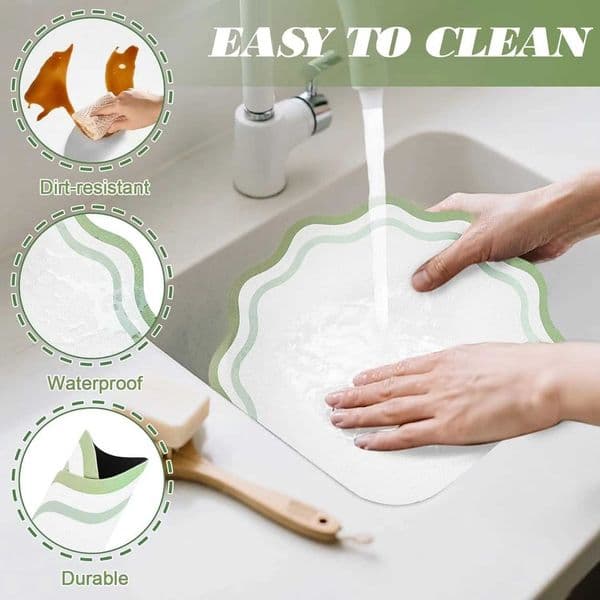 1/4/6pcs Sage Green Gift Placemats Faux Leather Round Reversible Placemats with Scallop Edge Washable Flower Shaped Table Mats J260609