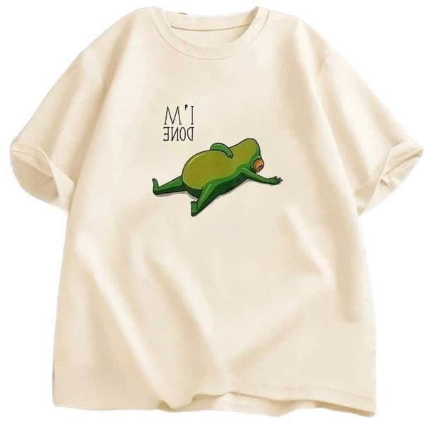 Print I Frog Am A T-shirt Womens Round Neck Short Sleeve Casual T-shirt Street Style TopSummer Streetwear Graphic T Shirts M260609