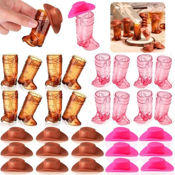 20PCS Mini Cowboy Boot S Glass Cowgirl Party Supplies Western Mugs for Decorations Bachelorette 260609
